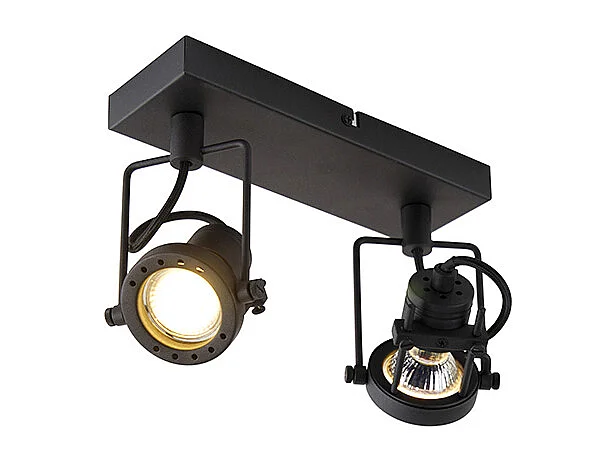 Spot industriel noir 2 lumières - Suplux