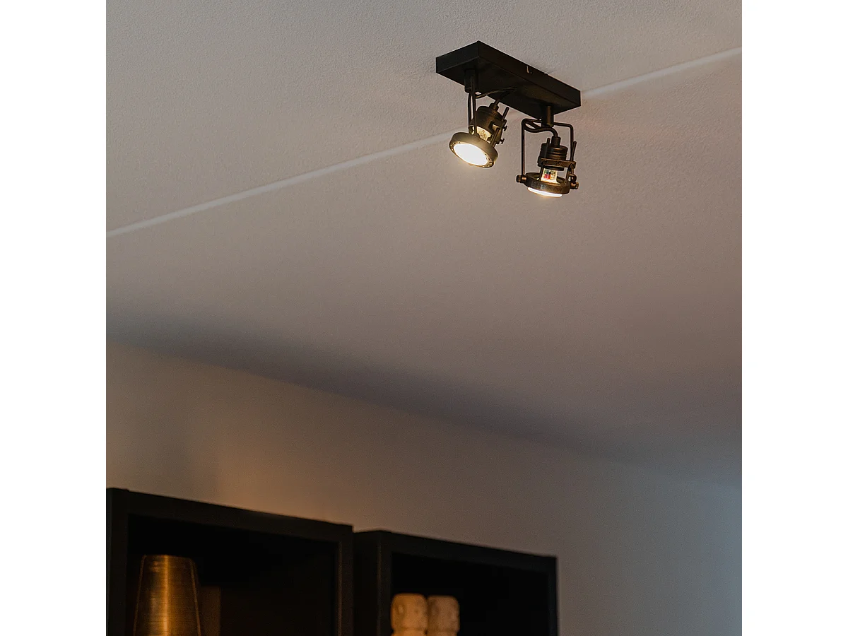 Spot industriel noir 2 lumières - Suplux