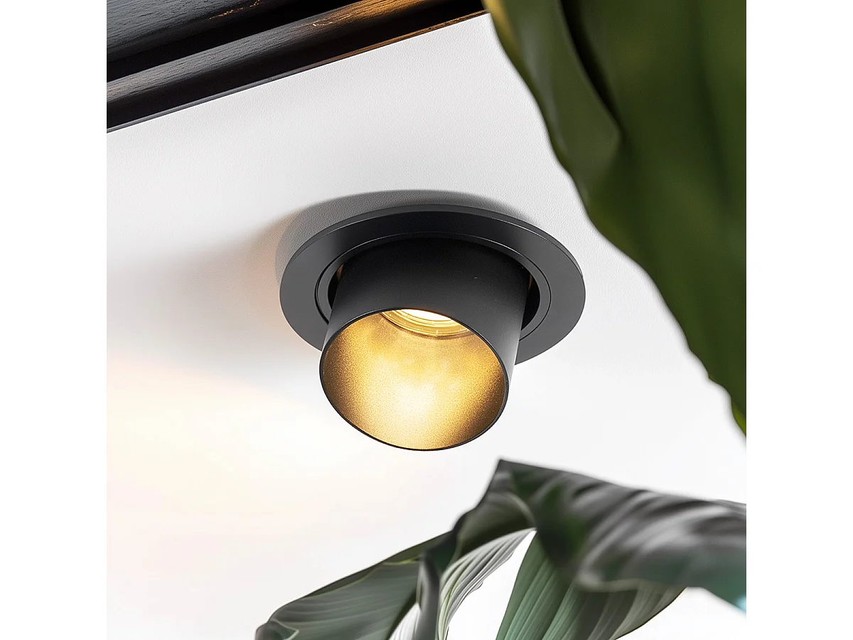 Spot encastré moderne noir rond orientable - Installa