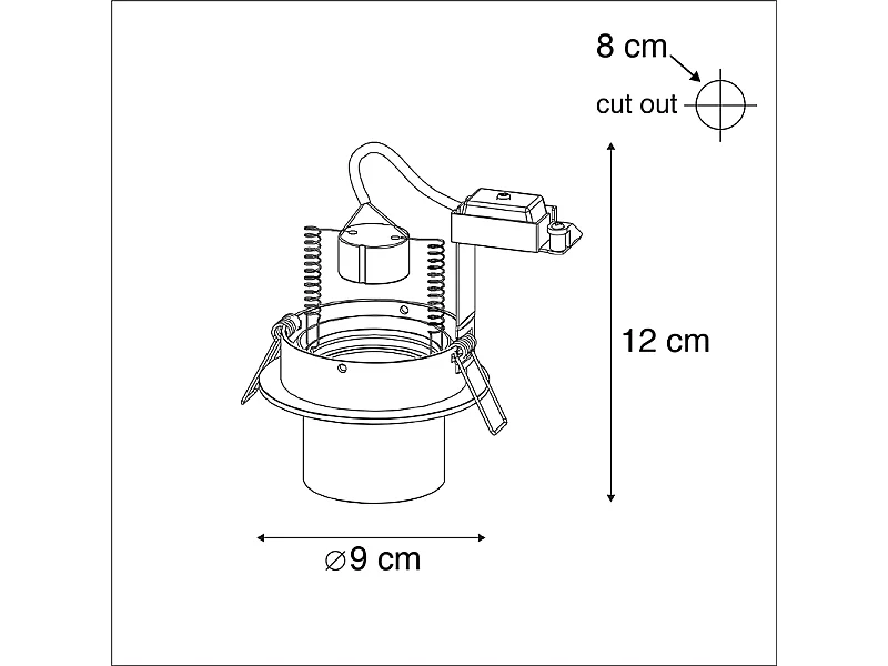 Spot encastré moderne noir rond orientable - Installa