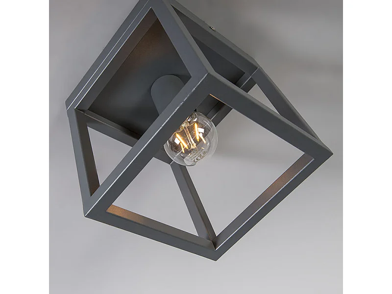 Plafonnier industriel gris foncé - Cage