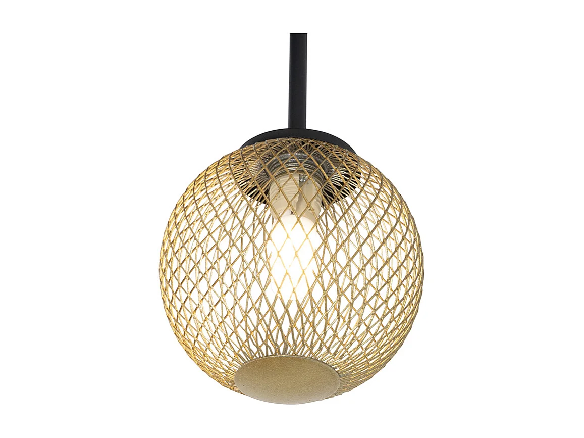 Plafonnier moderne noir avec or 5 lumières - Athènes Wire