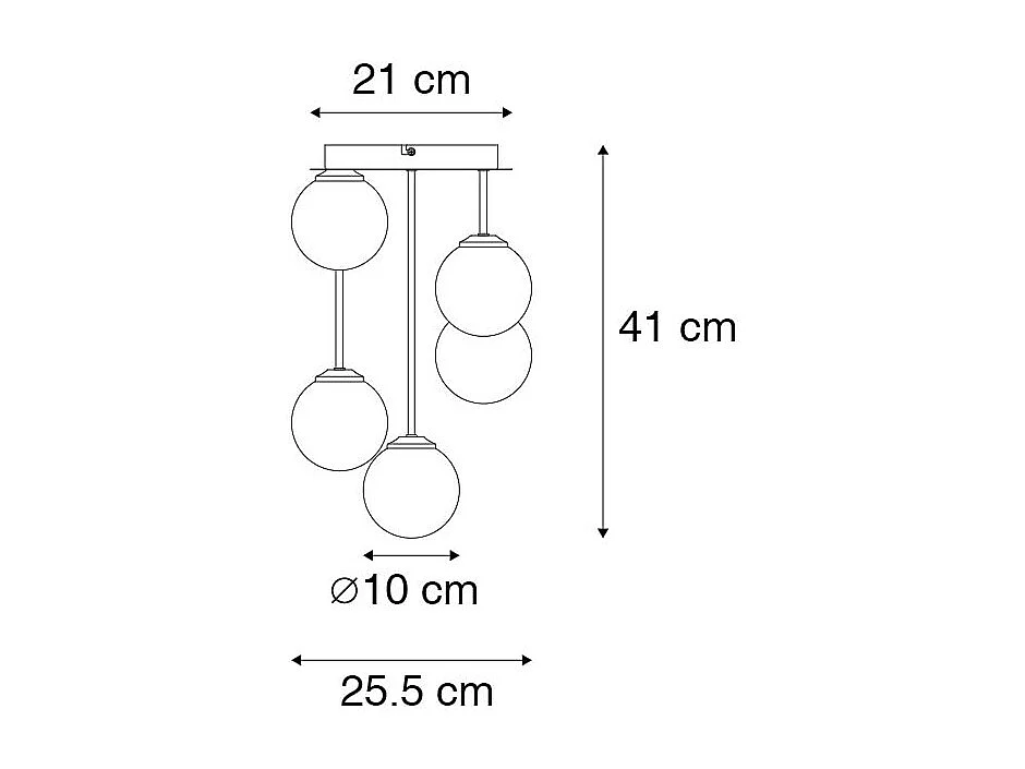 Plafonnier moderne noir avec or 5 lumières - Athènes Wire