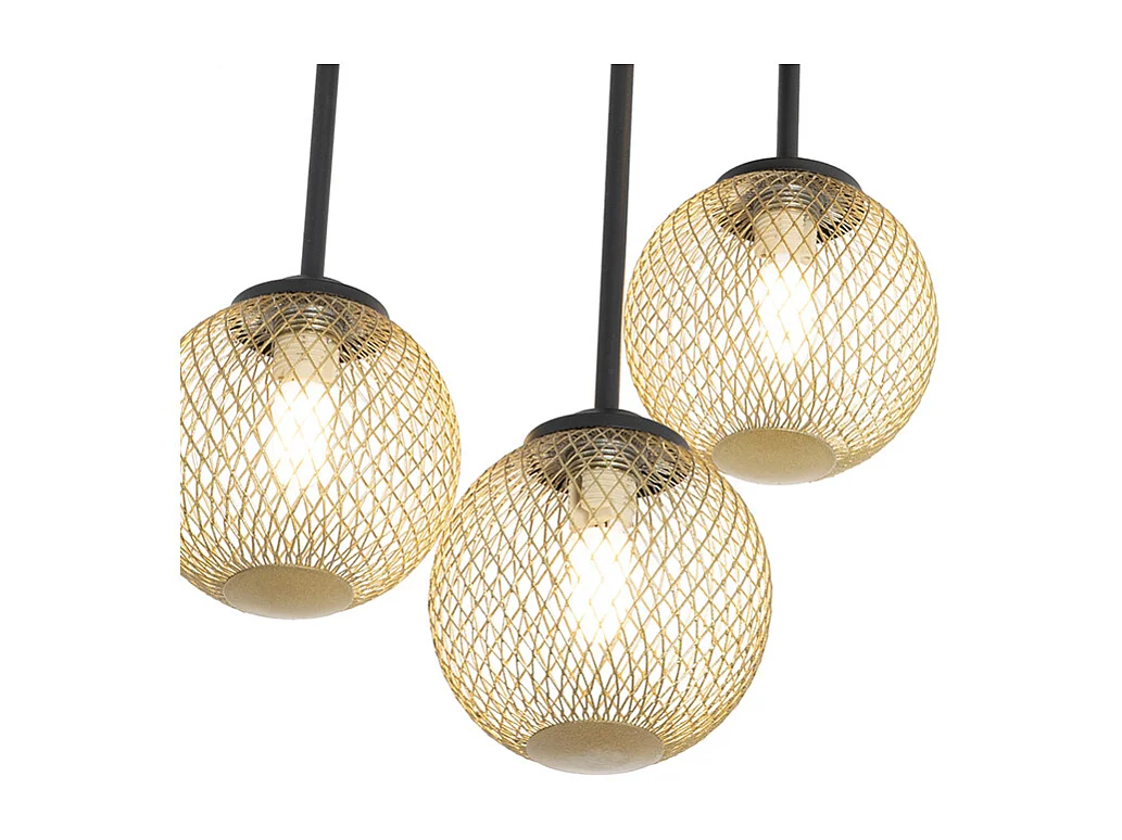 Plafonnier moderne noir avec or 5 lumières - Athènes Wire