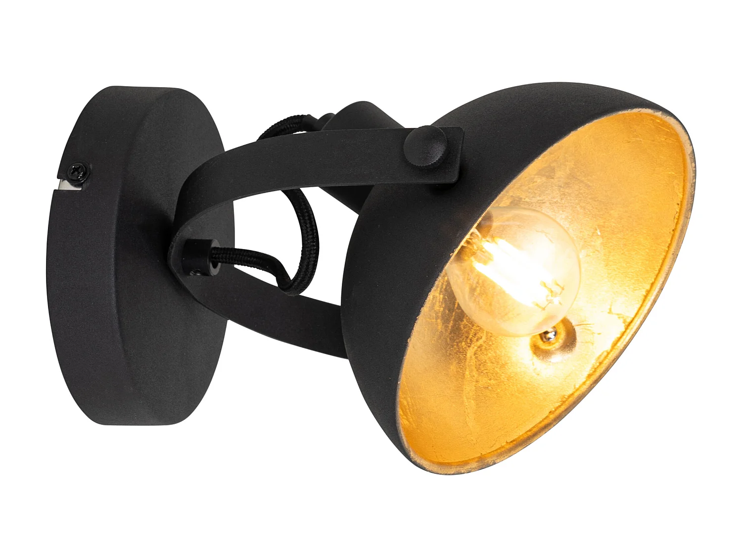 Plafonnier industriel noir et doré 15 cm orientable - Magnax