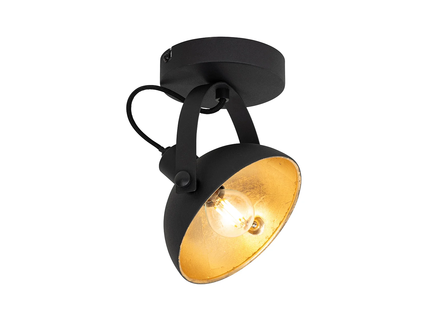 Plafonnier industriel noir et doré 15 cm orientable - Magnax