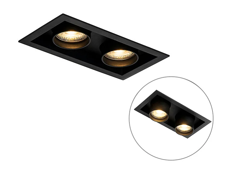 Spot encastré moderne noir orientable 2 lumières - Roof