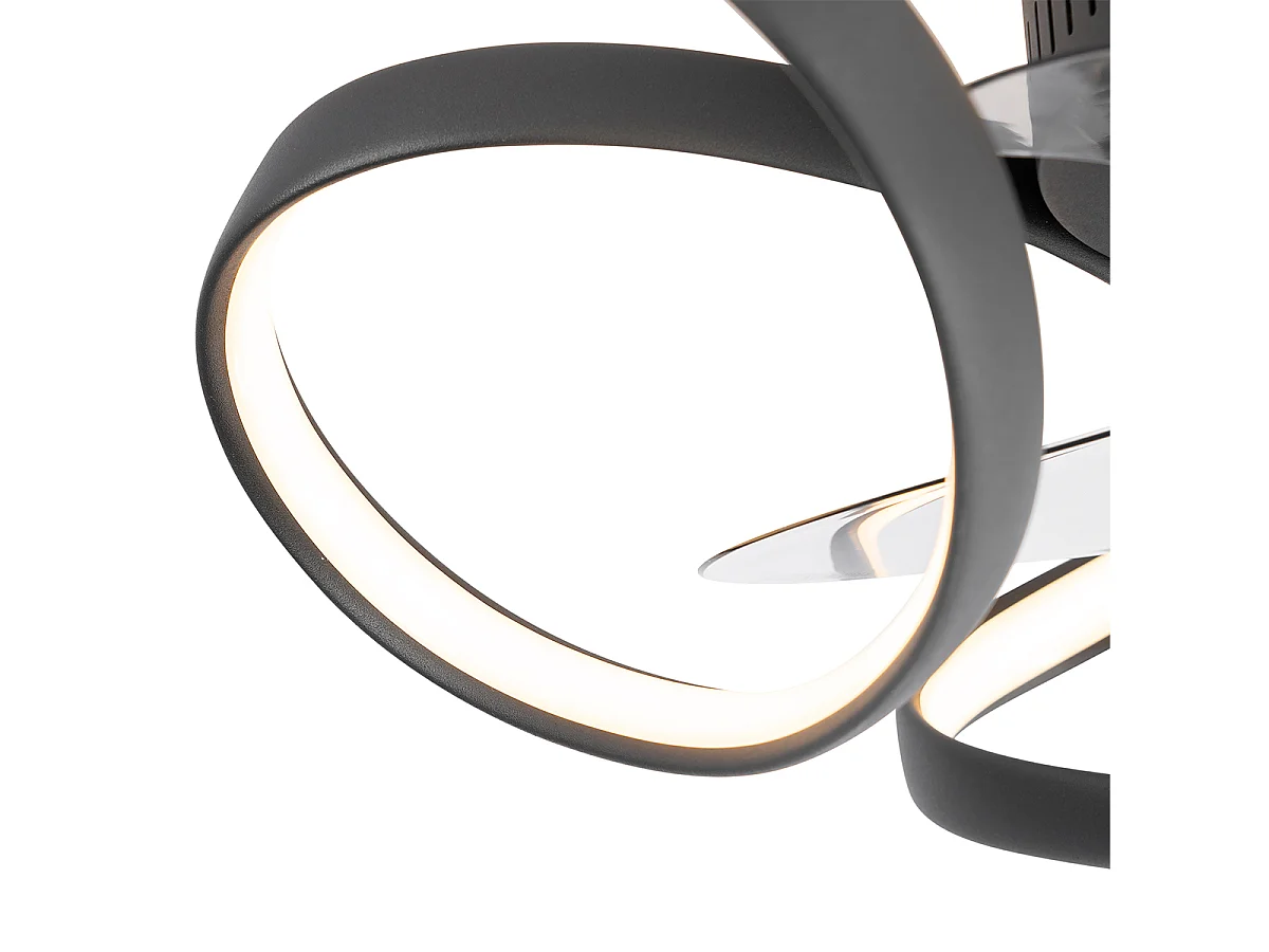 Ventilateur de plafond noir avec LED avec télécommande - Mandy