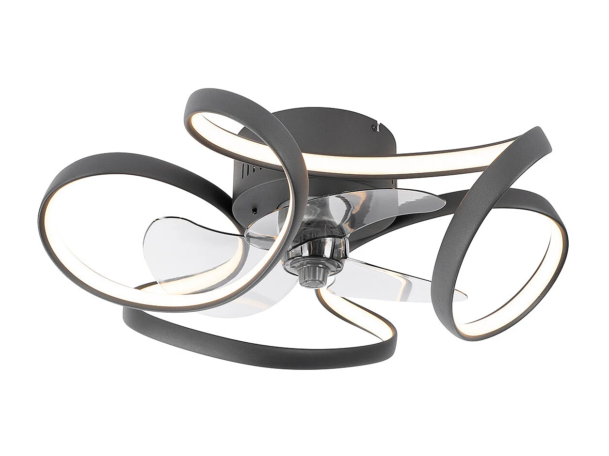 Ventilateur de plafond noir avec LED avec télécommande - Mandy