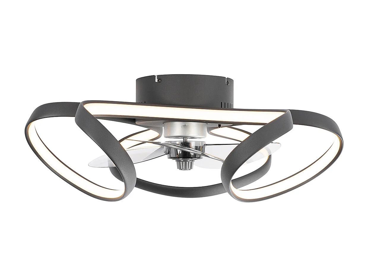 Ventilateur de plafond noir avec LED avec télécommande - Mandy