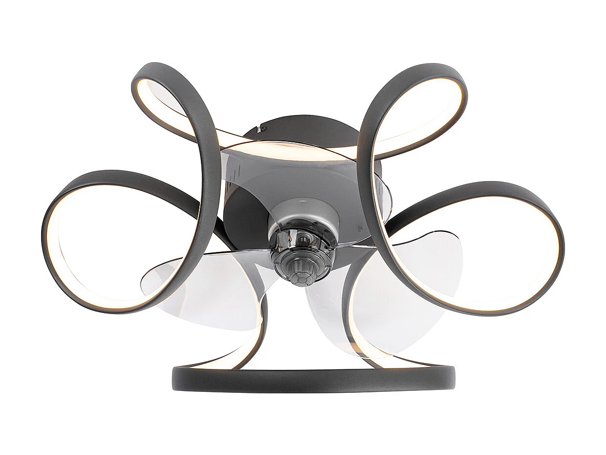 Ventilateur de plafond noir avec LED avec télécommande - Mandy