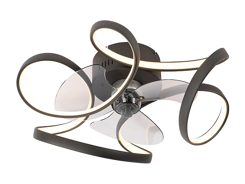 Ventilateur de plafond noir avec LED avec télécommande - Mandy