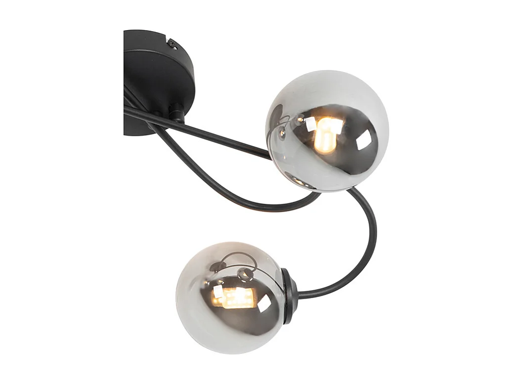 Plafonnier moderne noir à 4 lumières avec verre fumé - Athènes