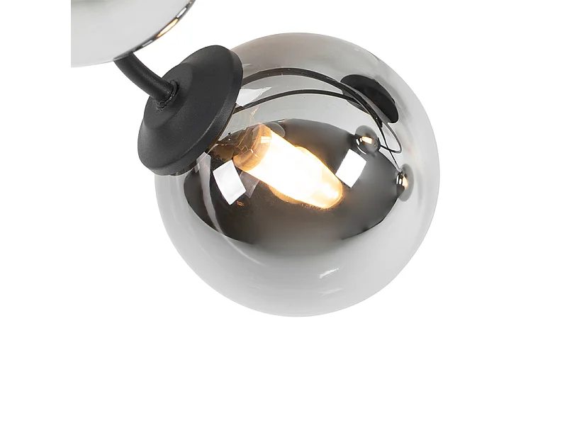 Plafonnier moderne noir à 4 lumières avec verre fumé - Athènes