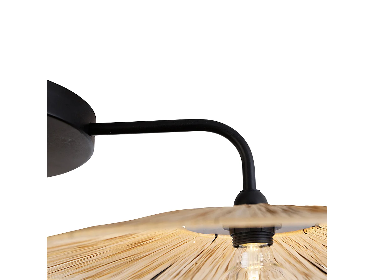 Plafonnier rustique noir avec corde 3 lumières - Leia