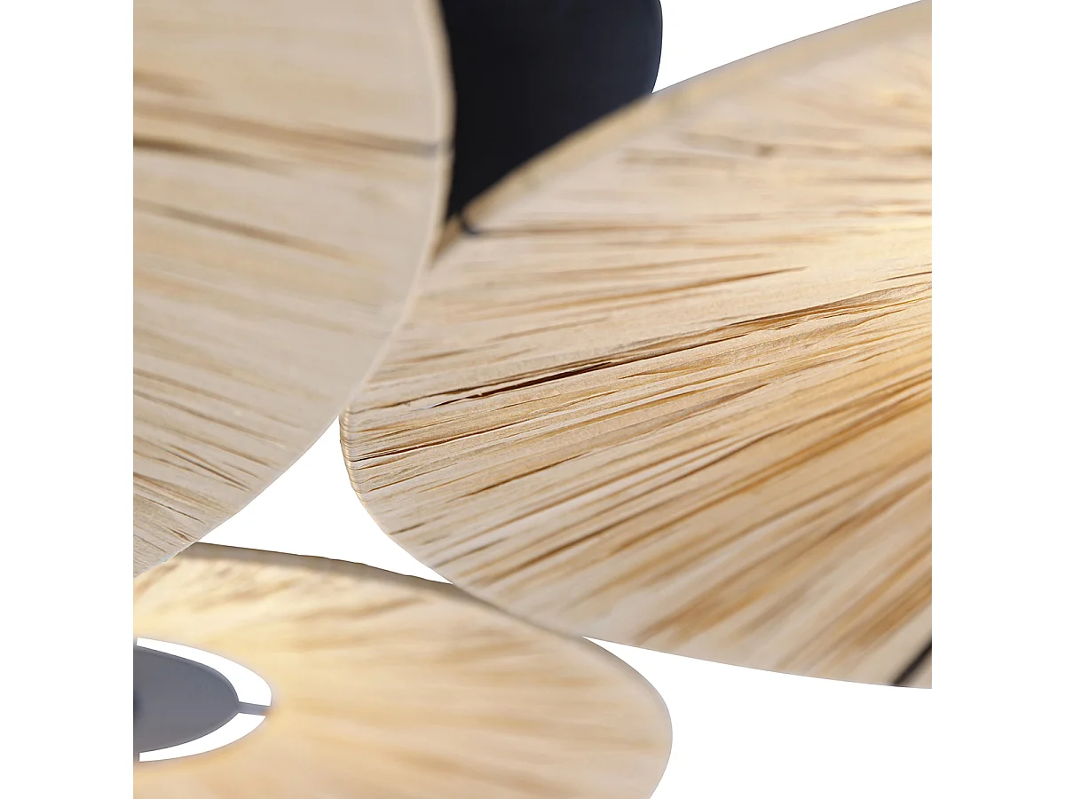 Plafonnier rustique noir avec corde 3 lumières - Leia