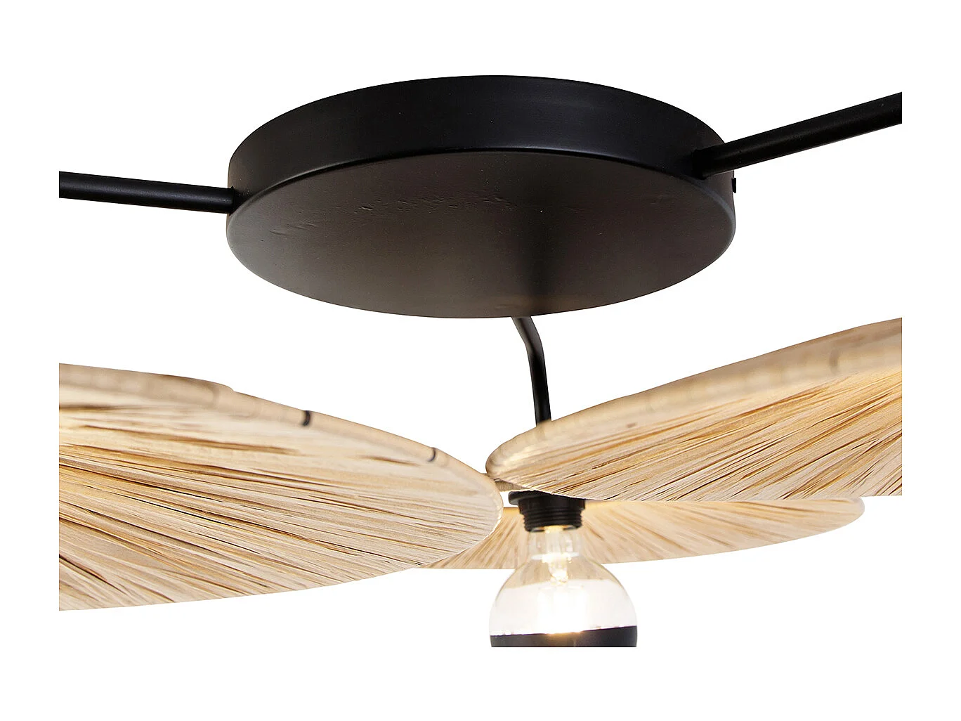 Plafonnier rustique noir avec corde 3 lumières - Leia