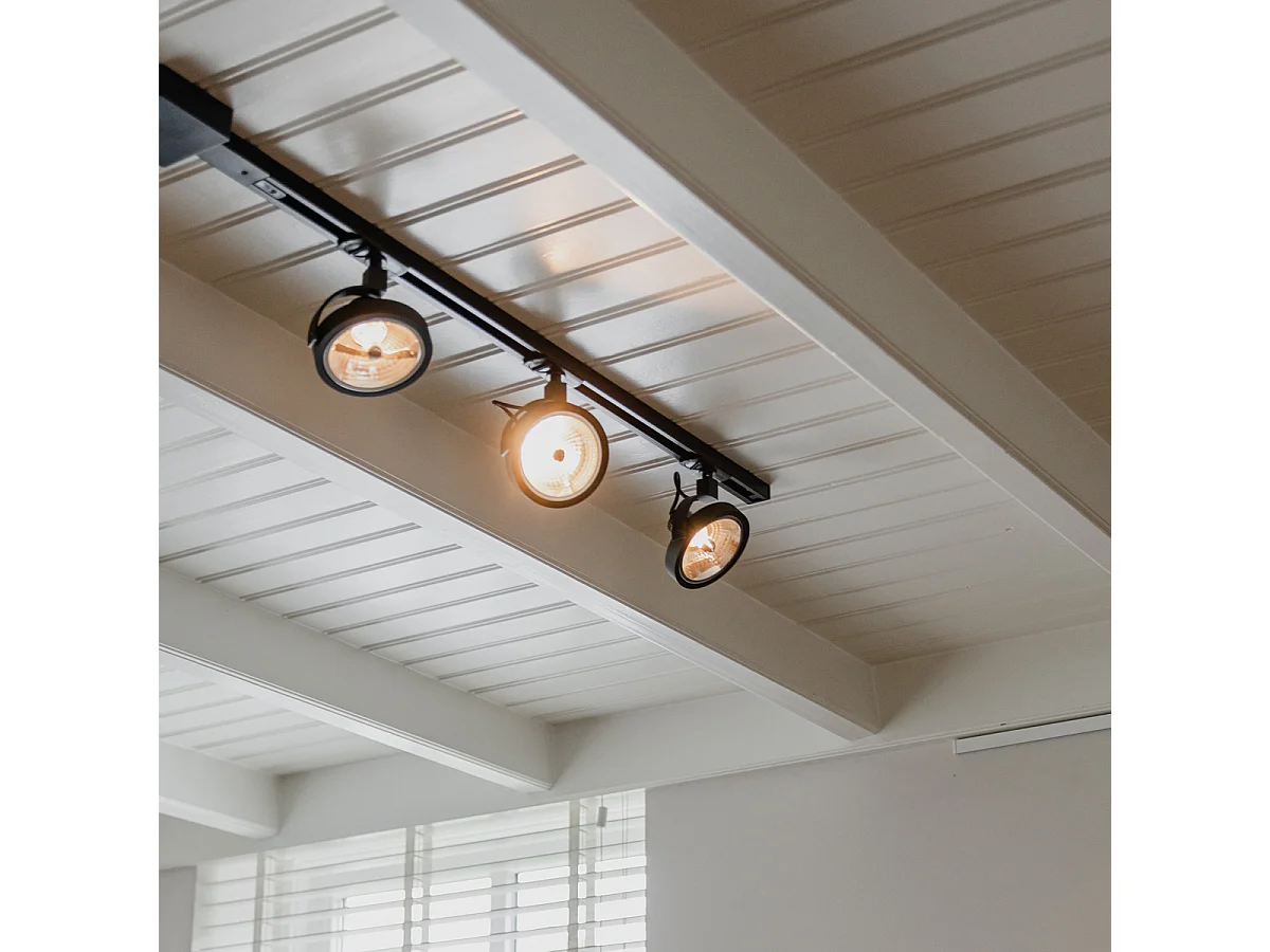 Système sur rail avec 3 spots noirs monophasé - Go