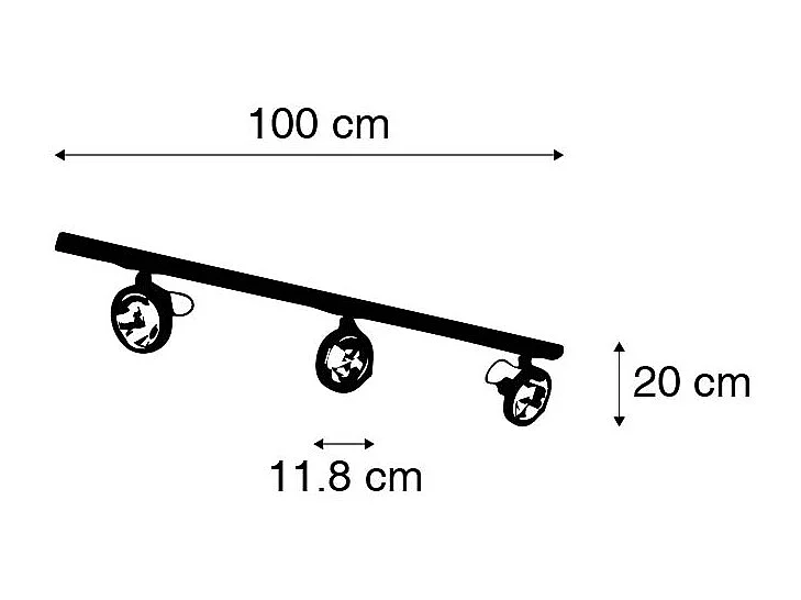 Système sur rail avec 3 spots noirs monophasé - Go