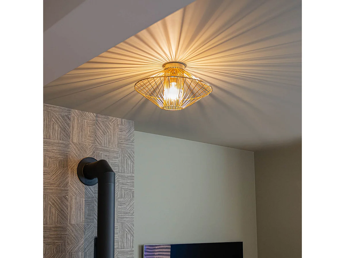 Plafonnier design filaire doré avec effet de lumière - Zahra