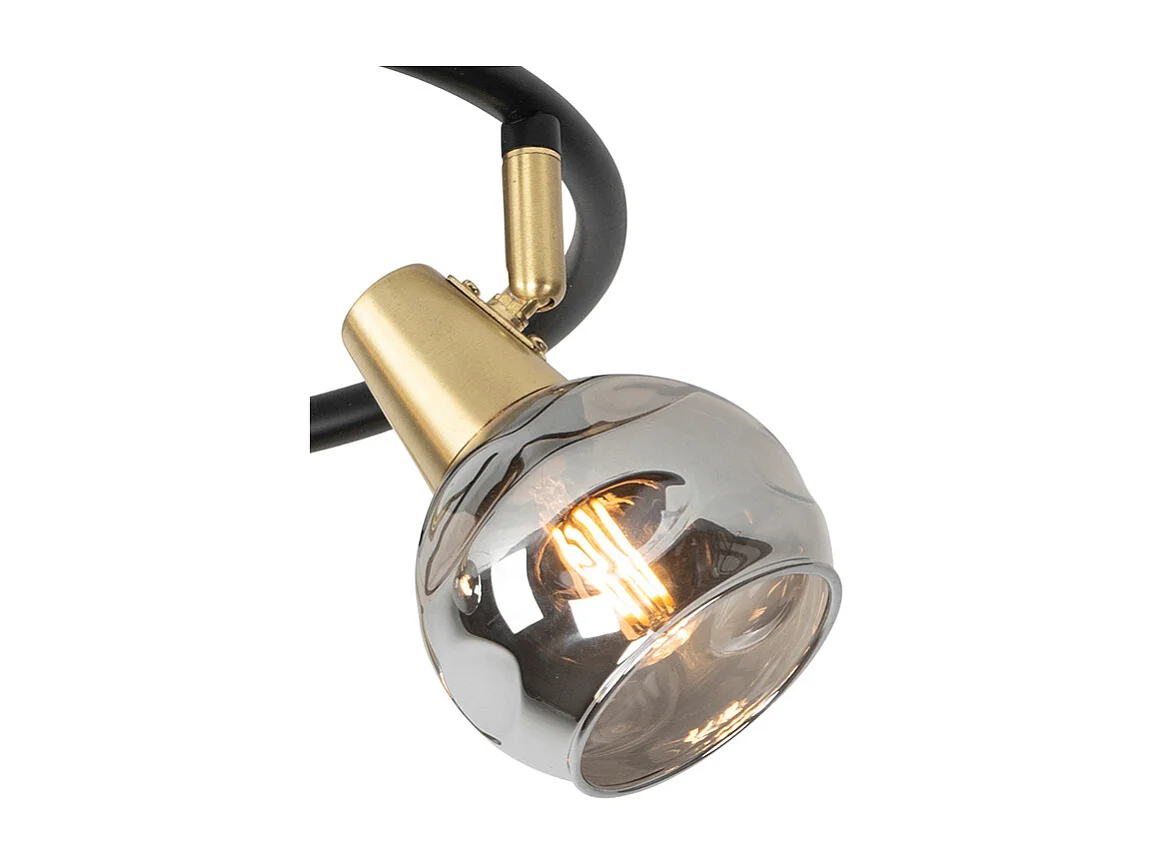 Plafonnier noir 44,5 cm avec verre fumé 3 lumières - Vidro