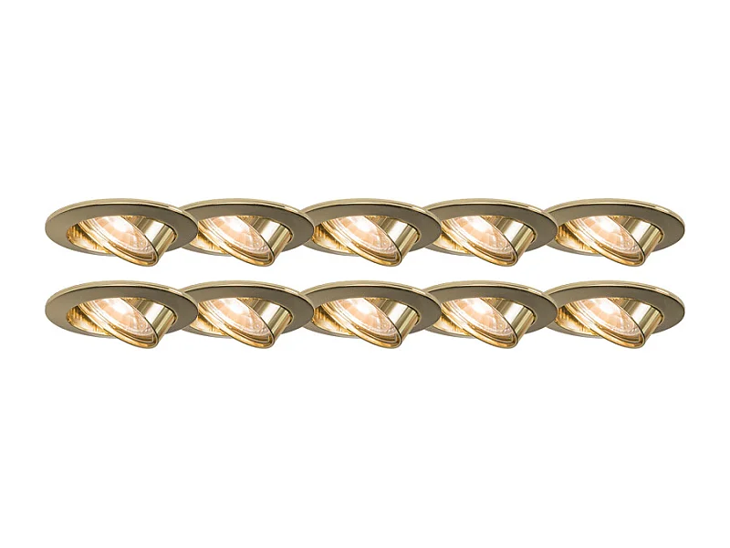 Lot de 10 spots encastrés orientables dorés - Edu