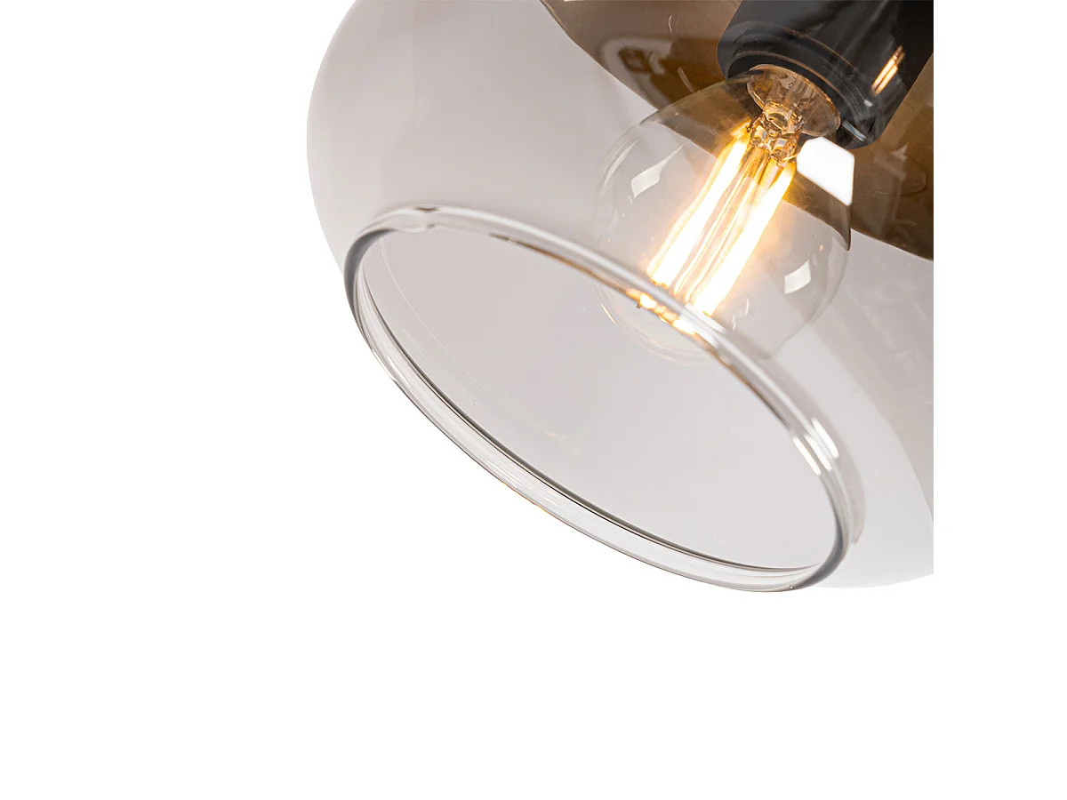 Spot design noir avec verre doré et fumé 3 lumières rond - Kyan