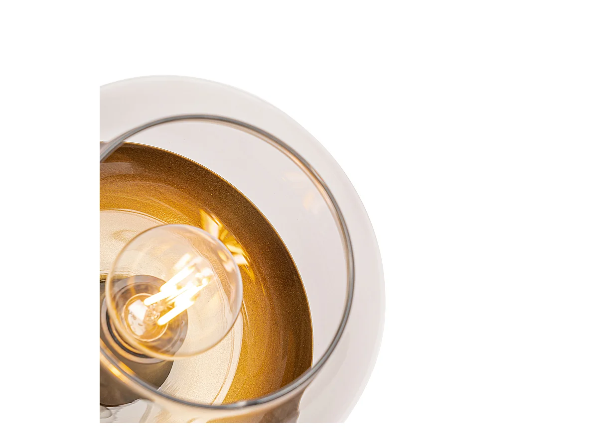 Spot design noir avec verre doré et fumé 3 lumières rond - Kyan