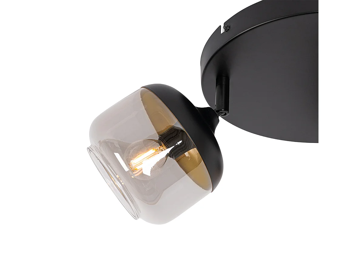 Spot design noir avec verre doré et fumé 3 lumières rond - Kyan