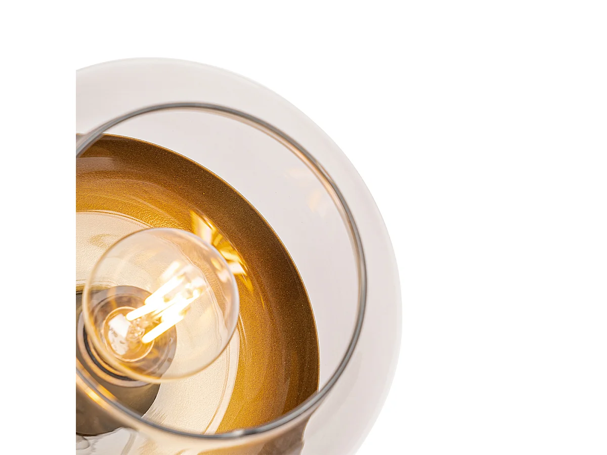 Spot design noir avec verre doré et fumé 3 lumières rond - Kyan