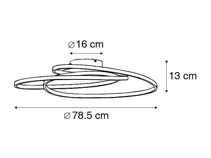 Plafonnier blanc 78 cm avec LED à intensité variable 3 niveaux - Rowin