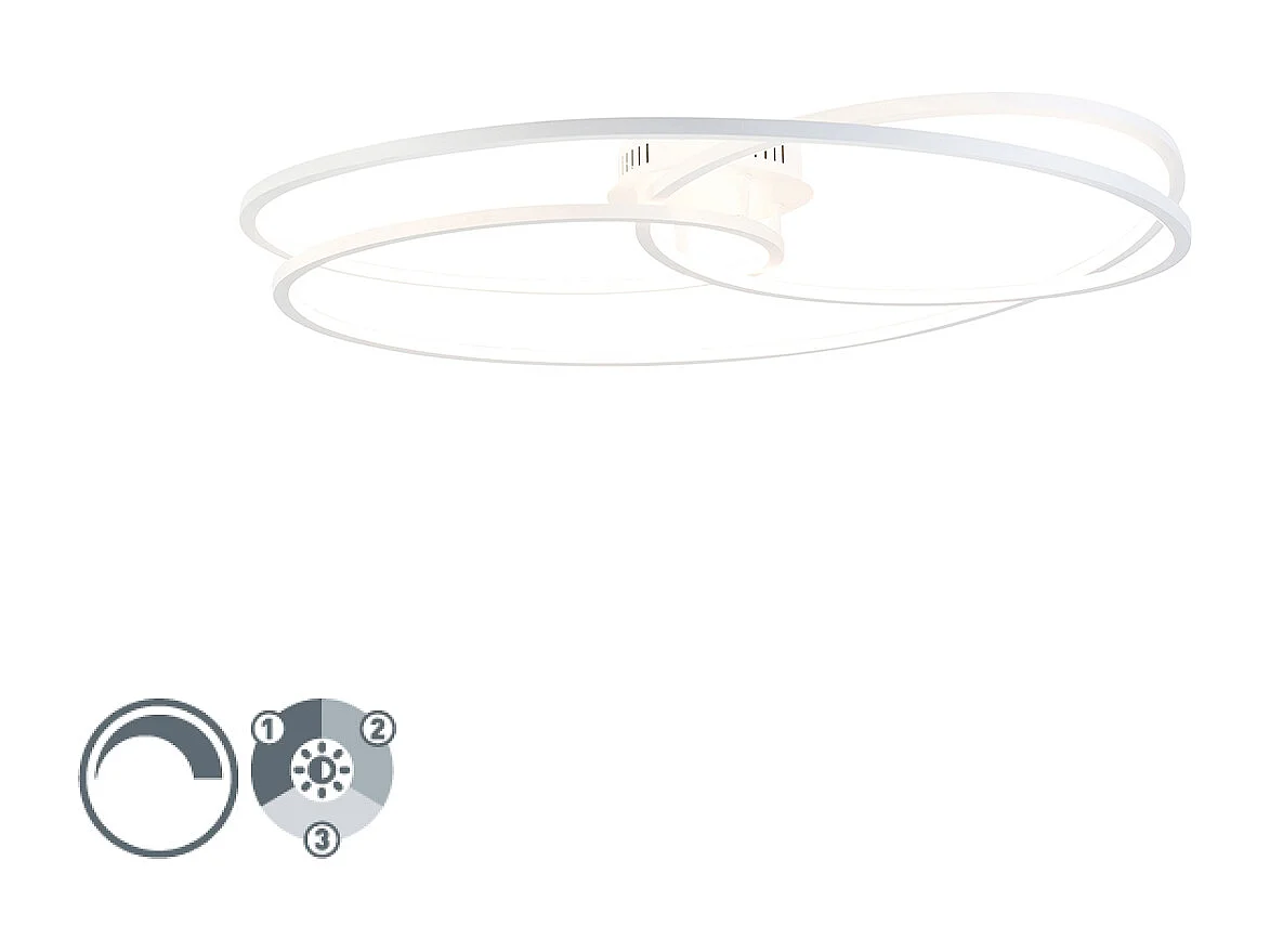 Plafonnier blanc 78 cm avec LED à intensité variable 3 niveaux - Rowin