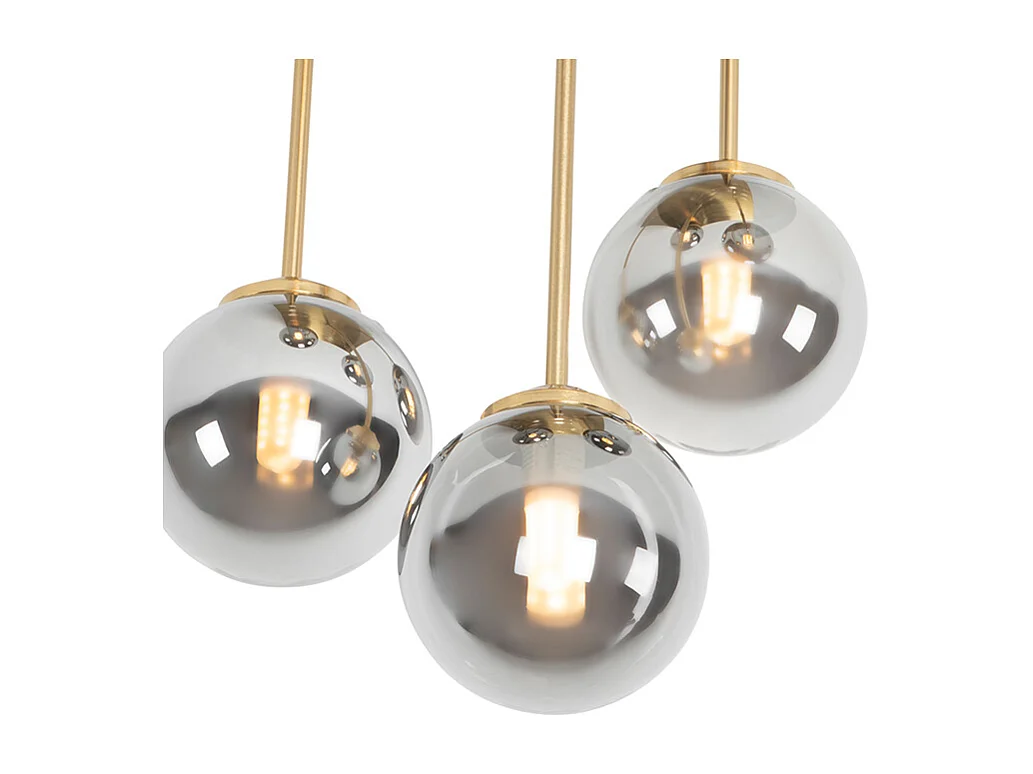 Plafonnier moderne doré à 5 lumières avec verre fumé - Athènes