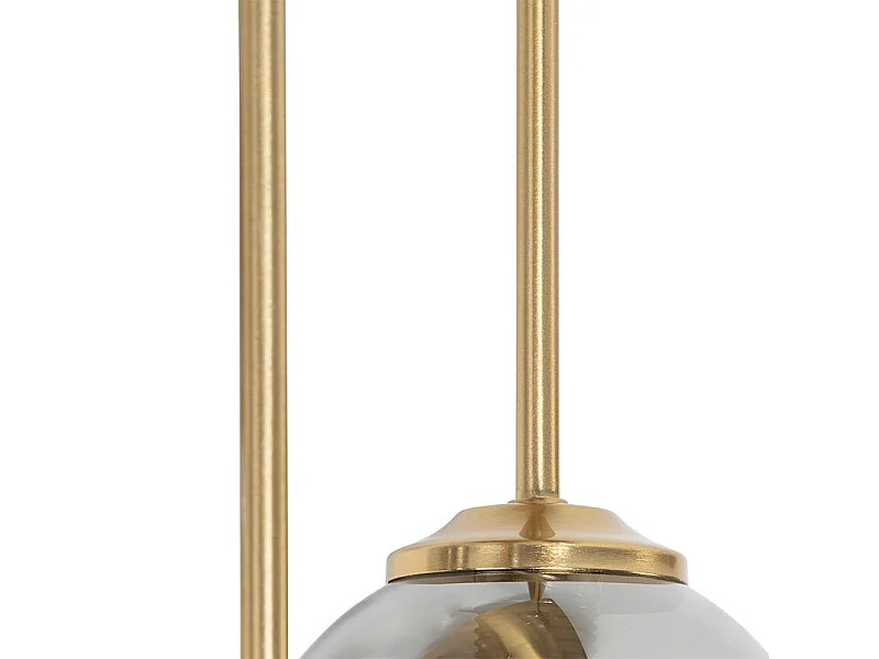 Plafonnier moderne doré 5 lumières avec verre fumé - Athènes