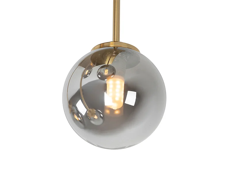 Plafonnier moderne doré 5 lumières avec verre fumé - Athènes