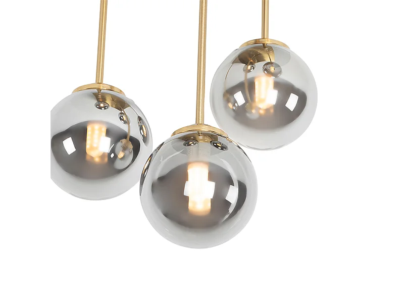 Plafonnier moderne doré 5 lumières avec verre fumé - Athènes