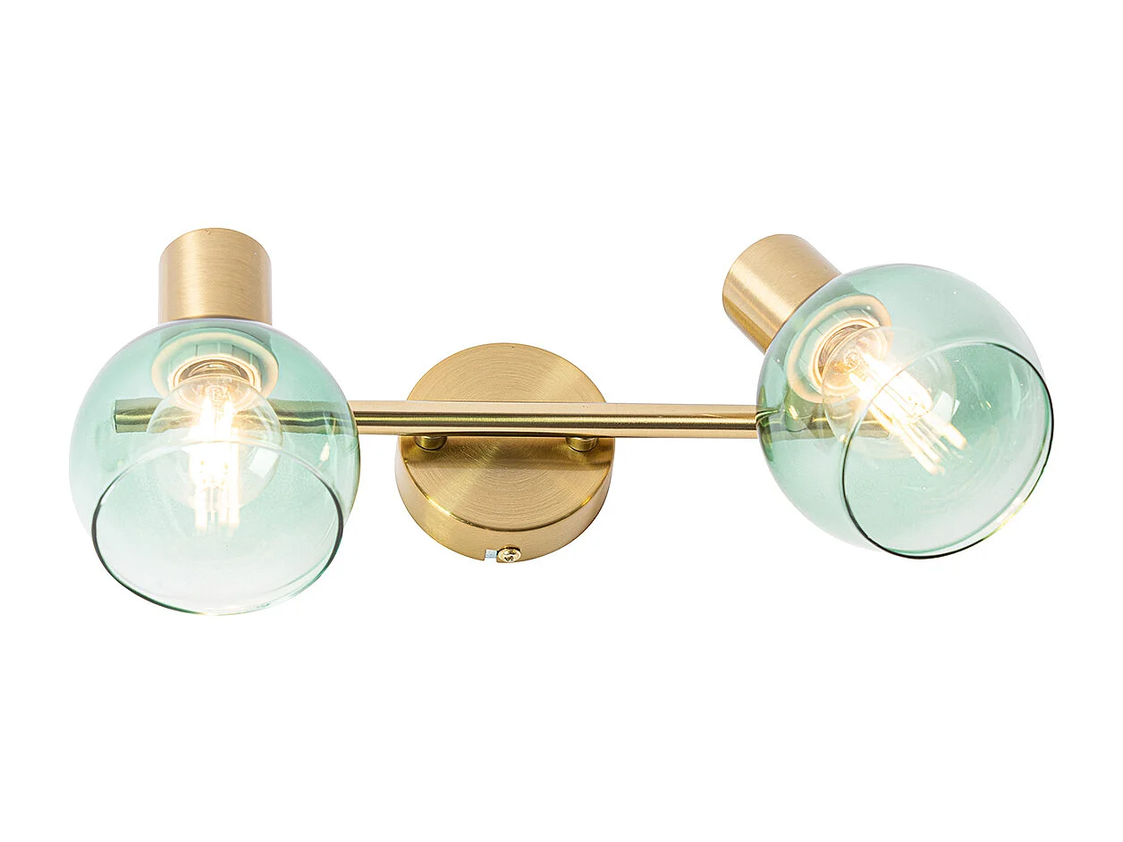 Spot Art Déco doré avec verre vert 2 lumières - Vidro