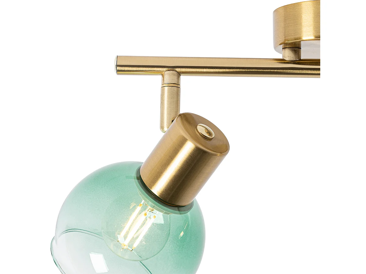 Spot Art Déco doré avec verre vert 2 lumières - Vidro