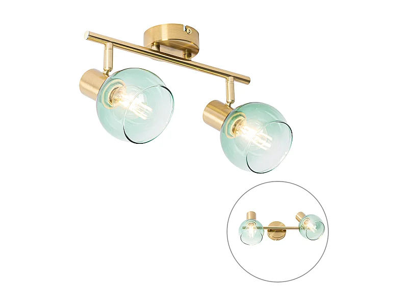 Spot Art Déco doré avec verre vert 2 lumières - Vidro