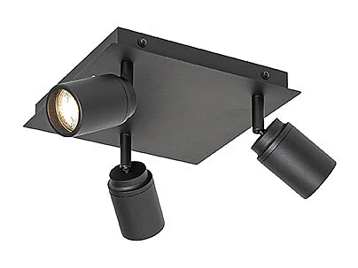 Spot moderne carré noir 3 lumières IP44 - Ducha