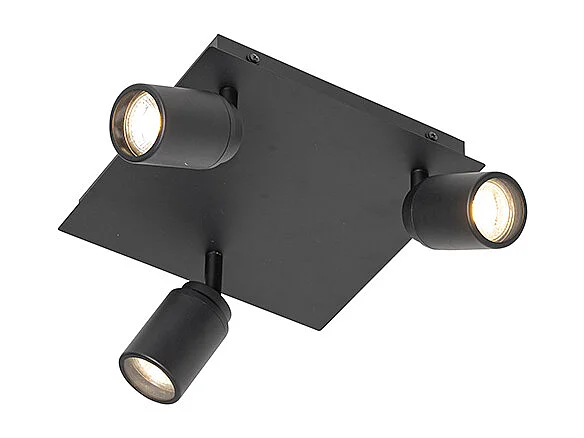 Spot moderne carré noir 3 lumières IP44 - Ducha