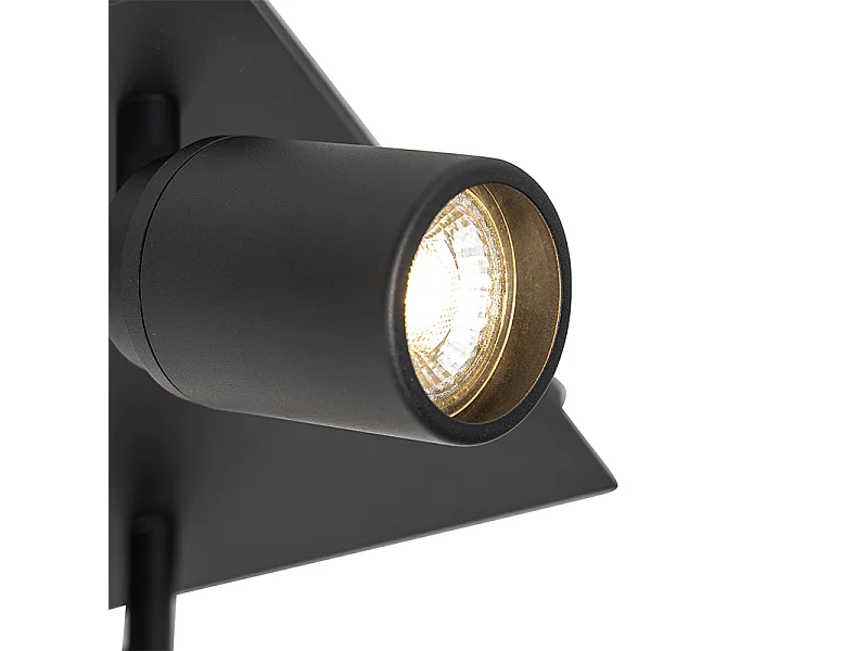 Spot de salle de bain moderne noir carré 3 lumières IP44 - Ducha