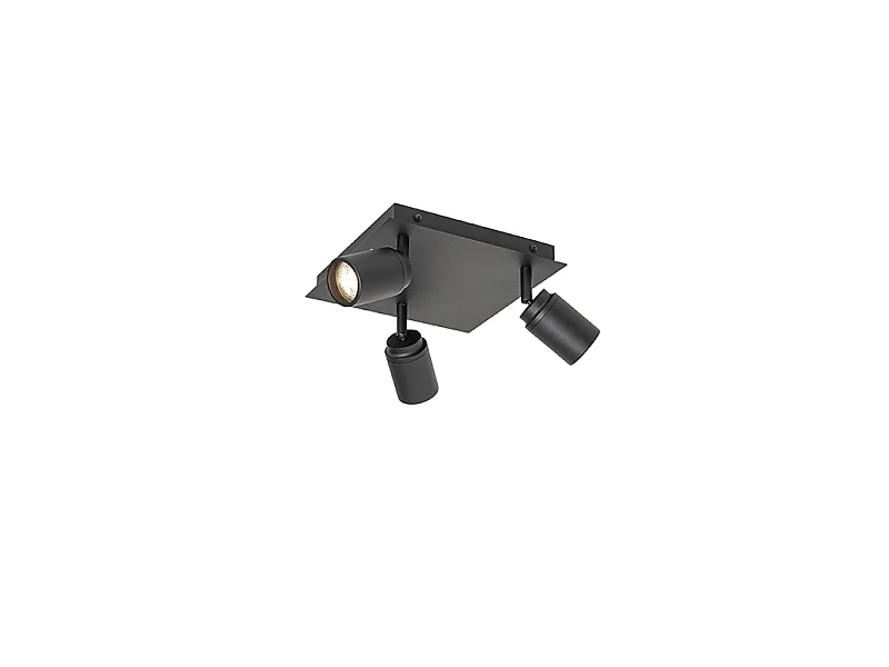 Spot de salle de bain moderne noir carré 3 lumières IP44 - Ducha