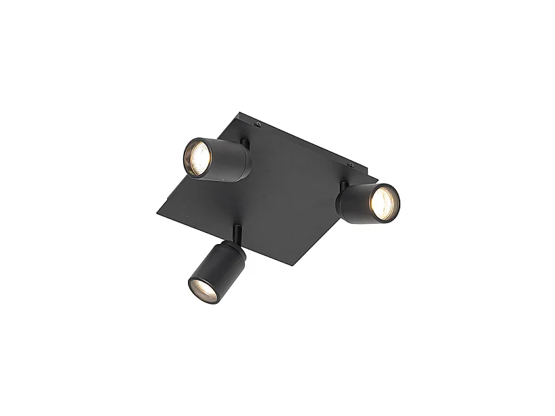 Spot de salle de bain moderne noir carré 3 lumières IP44 - Ducha