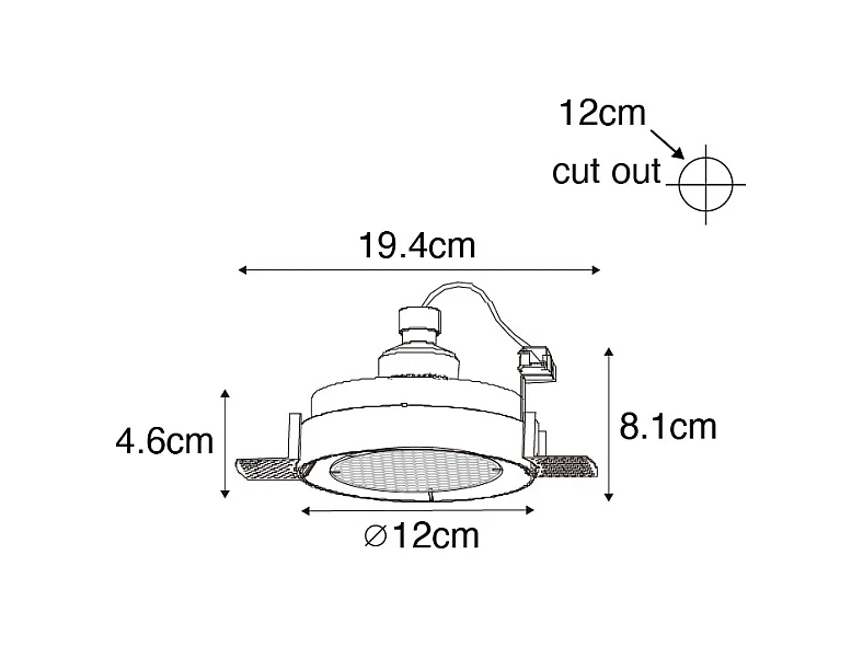 Spot encastré moderne noir GU10 AR70 rond sans bordure - Oneon Honey