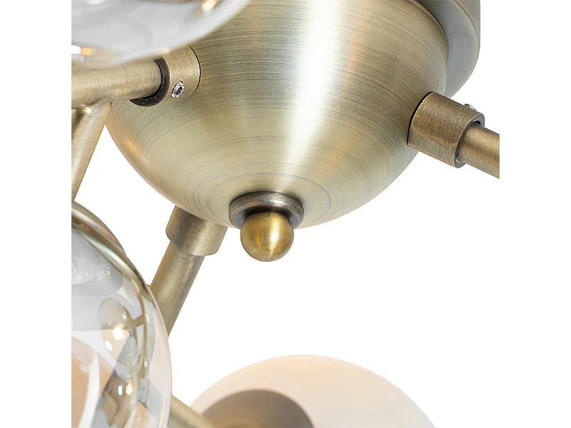 Plafonnier Art Déco bronze avec verre ambré 12 lumières - Bianca