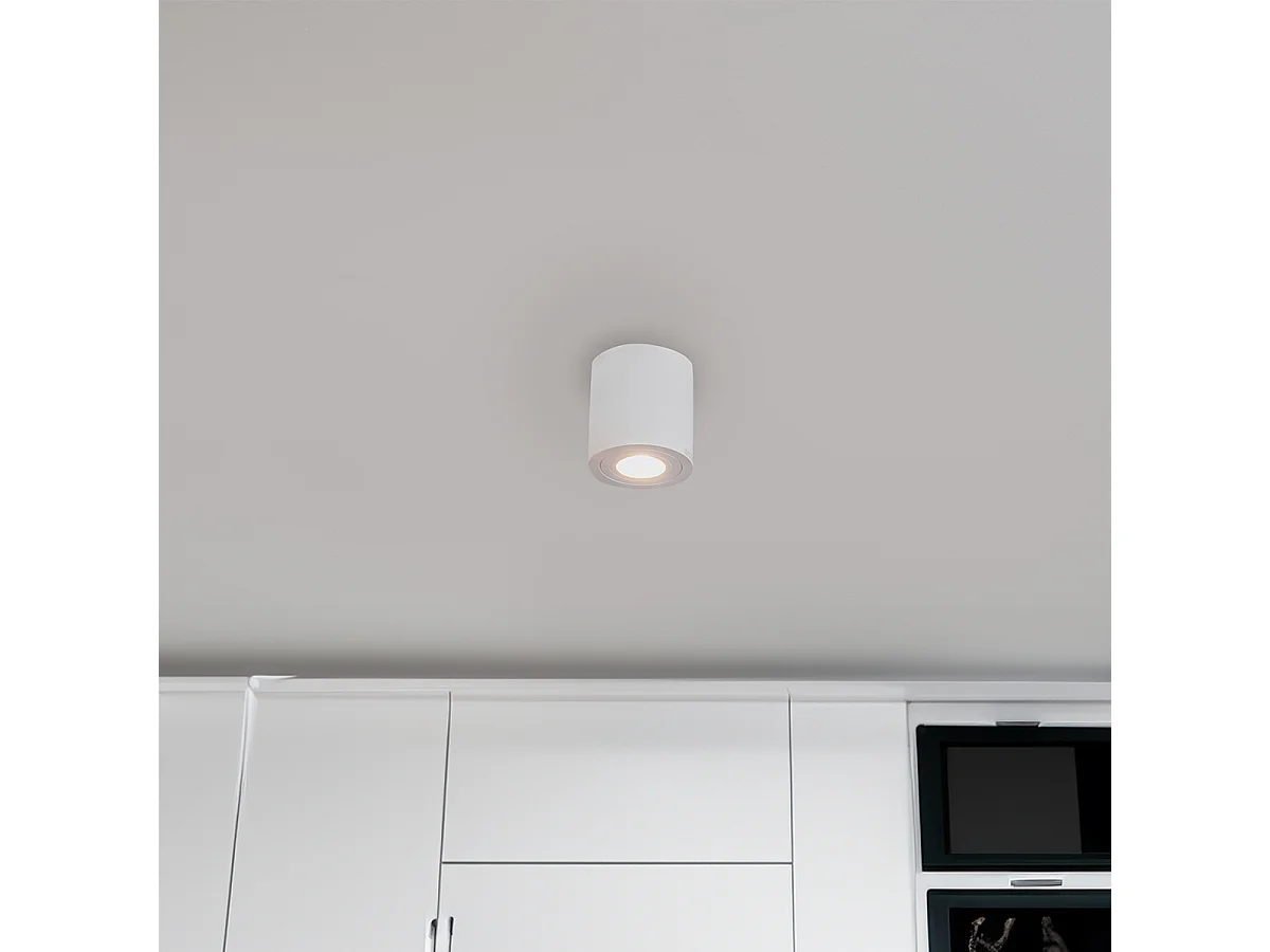 Spot de plafond rond moderne blanc IP44 - Capa