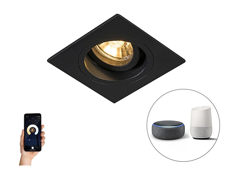 Spot encastrable intelligent noir carré avec Wifi GU10 - Chuck