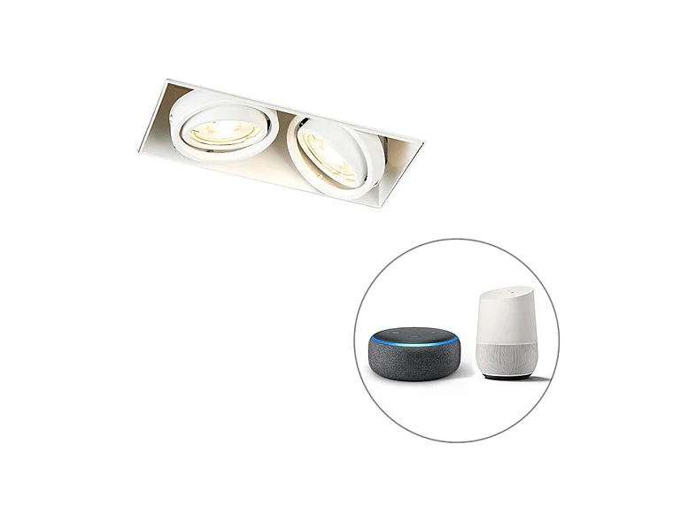 Spot encastré intelligent blanc sans bordure avec 2 GU10 WiFi - Oneon 2