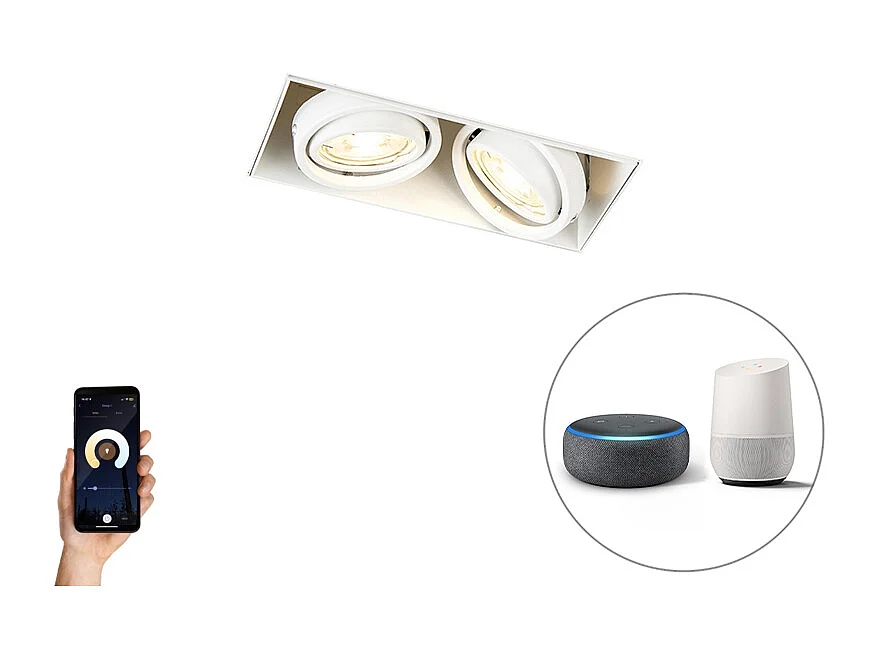 Spot encastrable intelligent blanc sans bordure avec 2 WiFi GU10 - Oneon 2